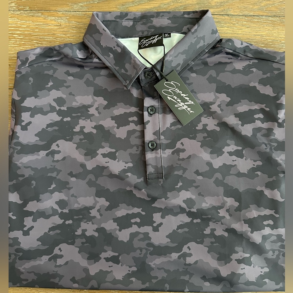 Sunday Swagger Gray Camouflage Polo Shirt Size XL New With Tags